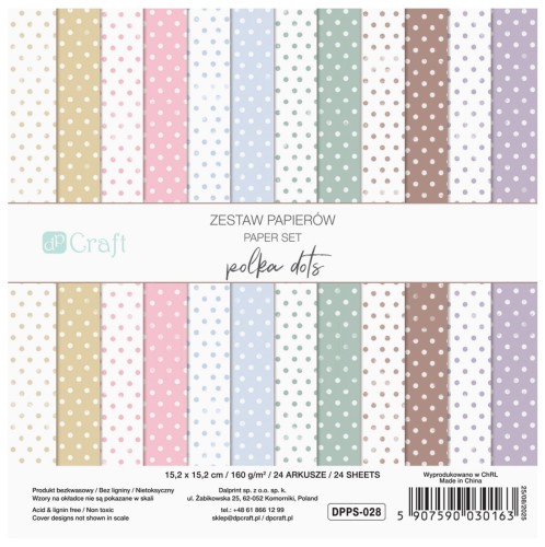 ZESTAW PAPIERÓW 15,2 X 15,2 CM, 24 KARTKI - POLKA DOTS.jpg