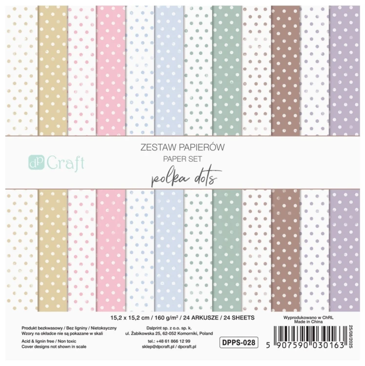 ZESTAW PAPIERÓW 15,2 X 15,2 CM, 24 KARTKI - POLKA DOTS.jpg
