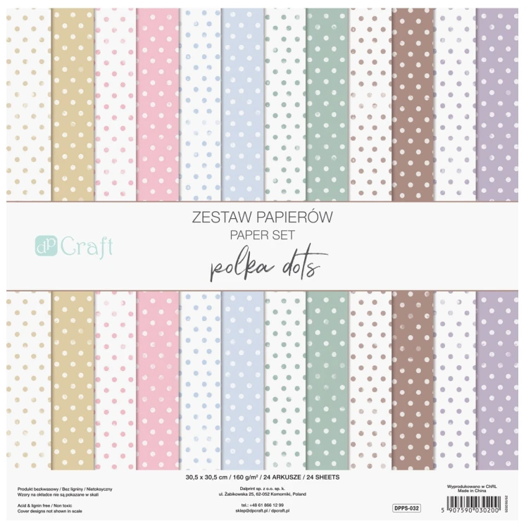 ZESTAW PAPIERÓW 30,5 X 30,5, 24 KARTKI - POLKA DOTS.jpg
