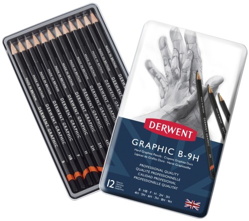 Graphic Pencils 12 Tin B-9H Open.jpg
